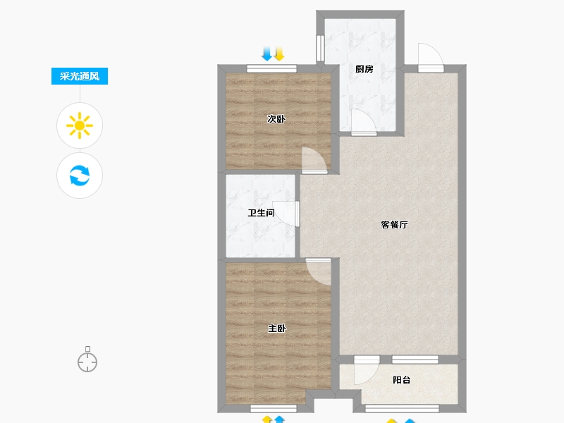 辽宁省-沈阳市-龙湖·原府-72.00-户型库-采光通风