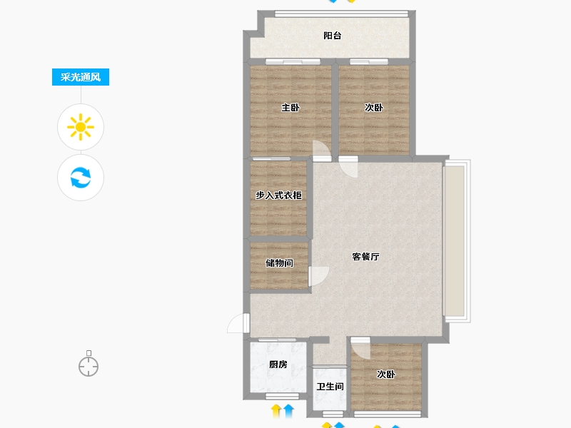 江苏省-苏州市-中旅名门府-100.00-户型库-采光通风