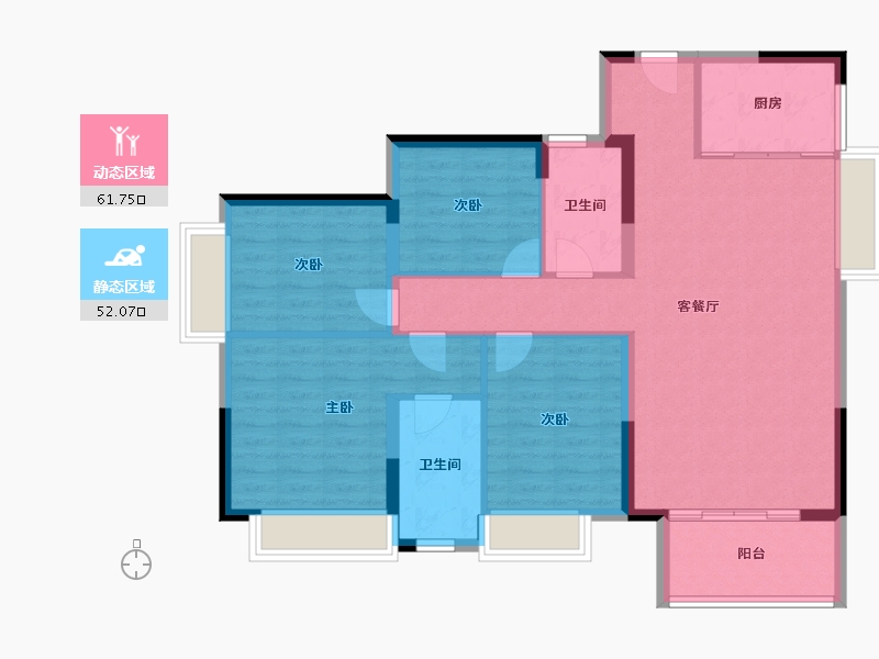 广东省-东莞市-天健·阅江来-102.86-户型库-动静分区