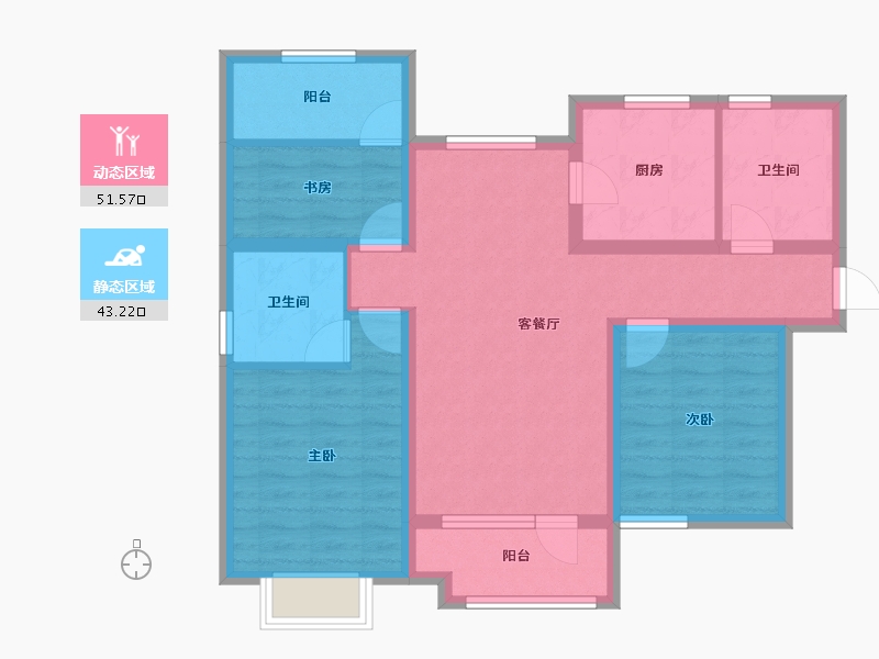 天津-天津市-东昊·骏璟学府-83.23-户型库-动静分区