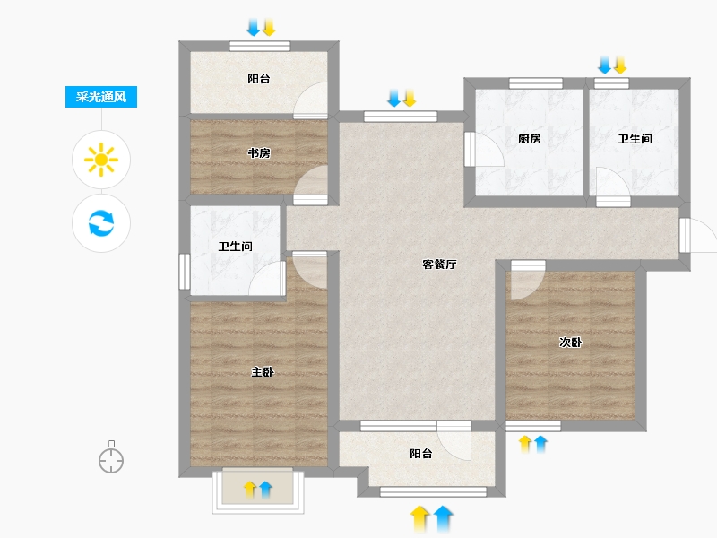 天津-天津市-东昊·骏璟学府-83.23-户型库-采光通风