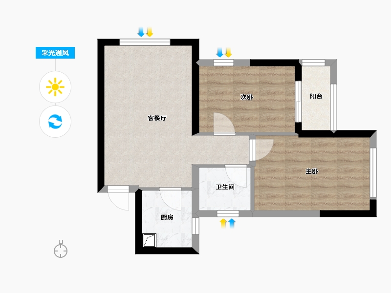 河南省-郑州市-朗悦公园-50.00-户型库-采光通风