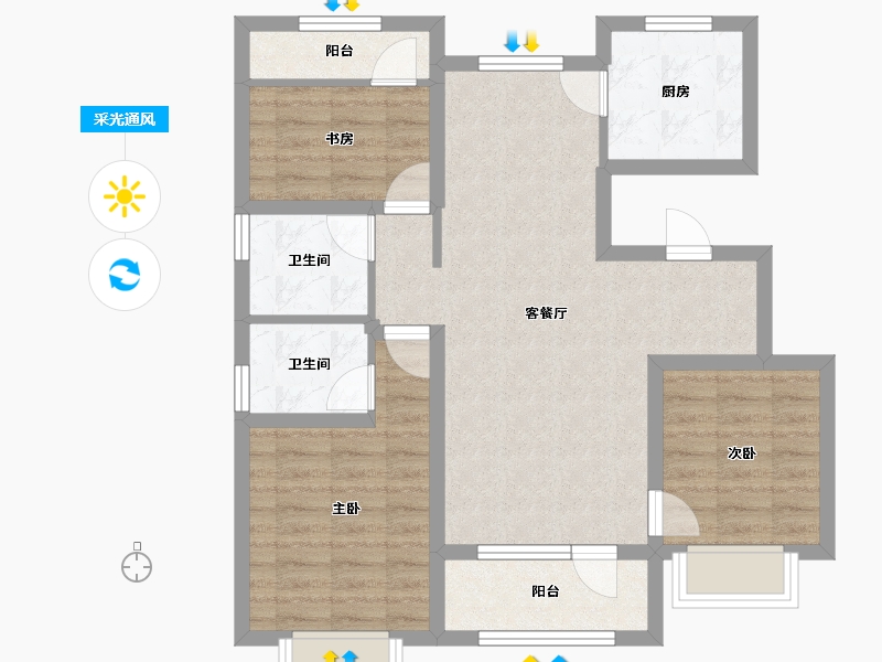 天津-天津市-东昊·骏璟学府-80.13-户型库-采光通风