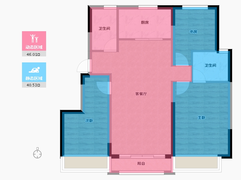 天津-天津市-绿地新里天澜-77.31-户型库-动静分区