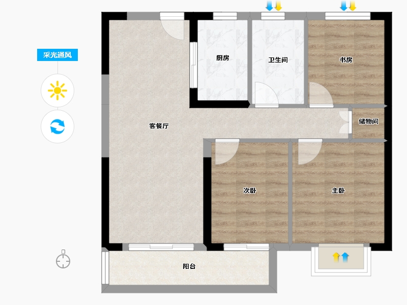 湖南省-长沙市-长沙融创城-70.14-户型库-采光通风