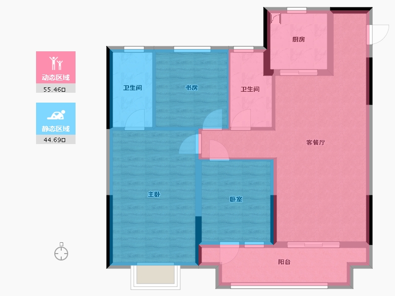 浙江省-金华市-中南漫悦湾-89.47-户型库-动静分区