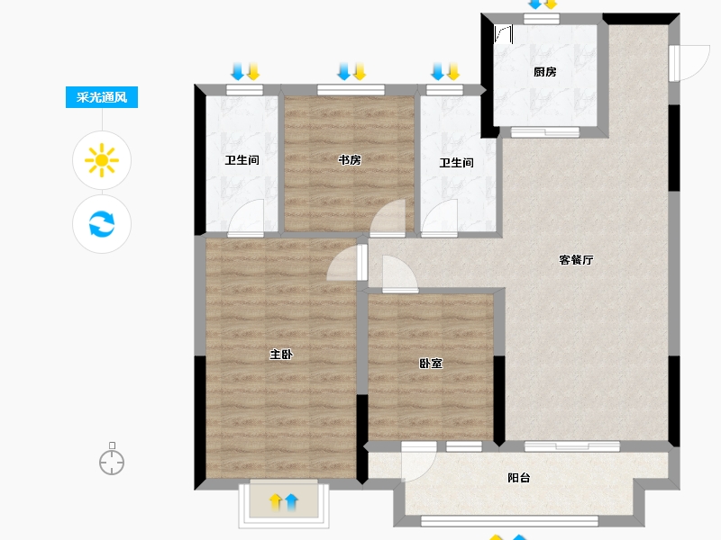 浙江省-金华市-中南漫悦湾-89.47-户型库-采光通风