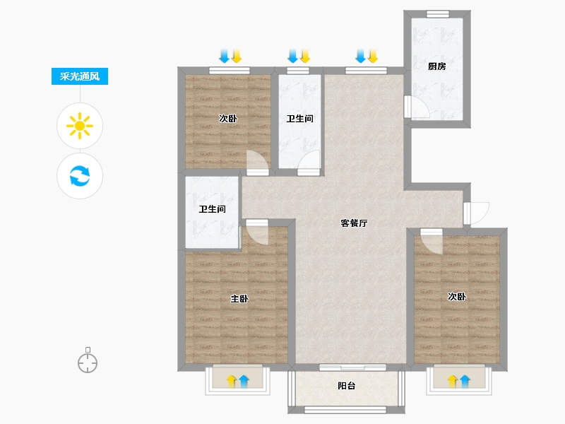 山西省-晋中市-瑞达家园-113.68-户型库-采光通风