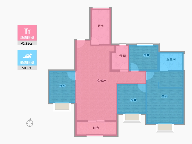 江苏省-苏州市-苏州恒大珺睿庭​-109.58-户型库-动静分区