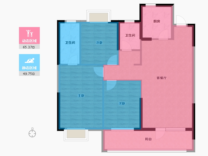 湖北省-武汉市-汉津阳光城-104.00-户型库-动静分区