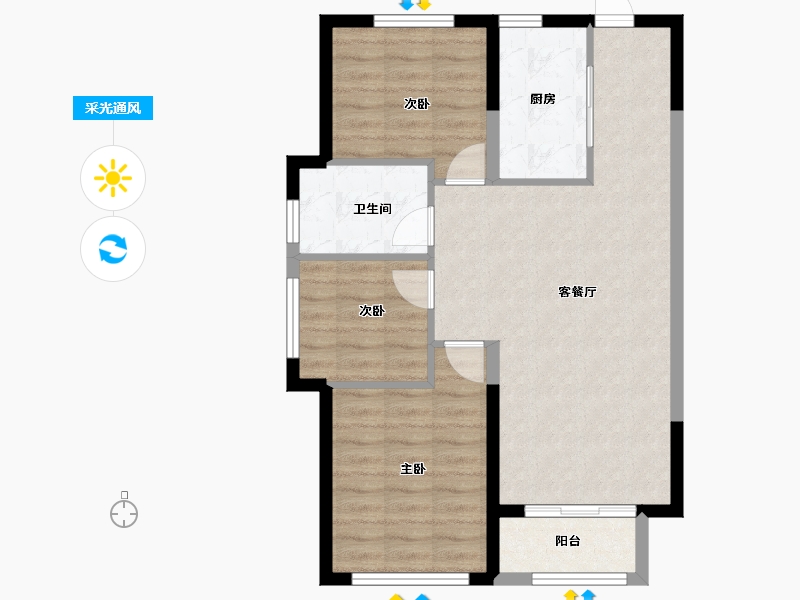 天津-天津市-大华·锦绣华城-74.35-户型库-采光通风