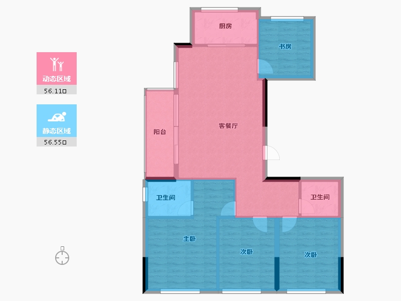 浙江省-宁波市-时代·江湾四季院-102.40-户型库-动静分区