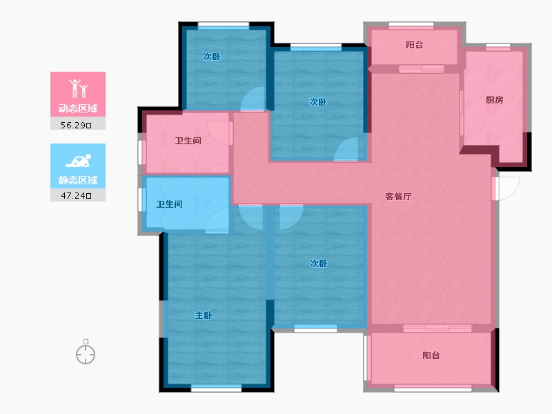 湖北省-武汉市-盘龙正荣府-92.00-户型库-动静分区