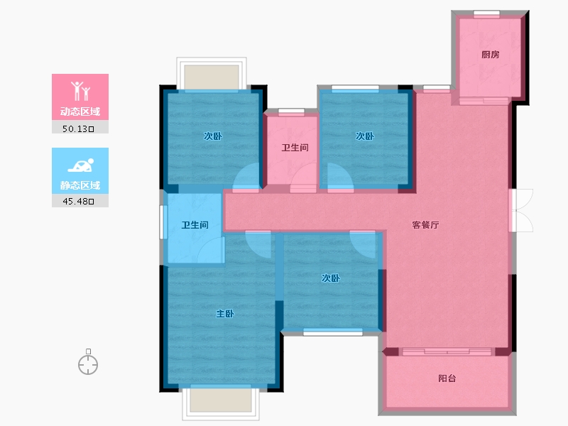 湖南省-长沙市-和苑天辰-84.92-户型库-动静分区