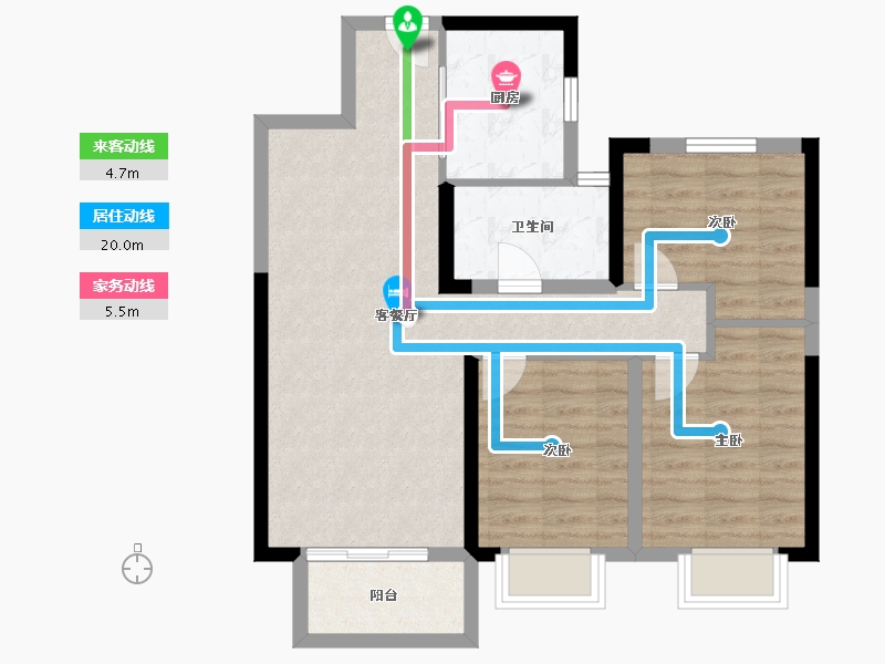 湖南省-长沙市-长沙融创城-76.00-户型库-动静线