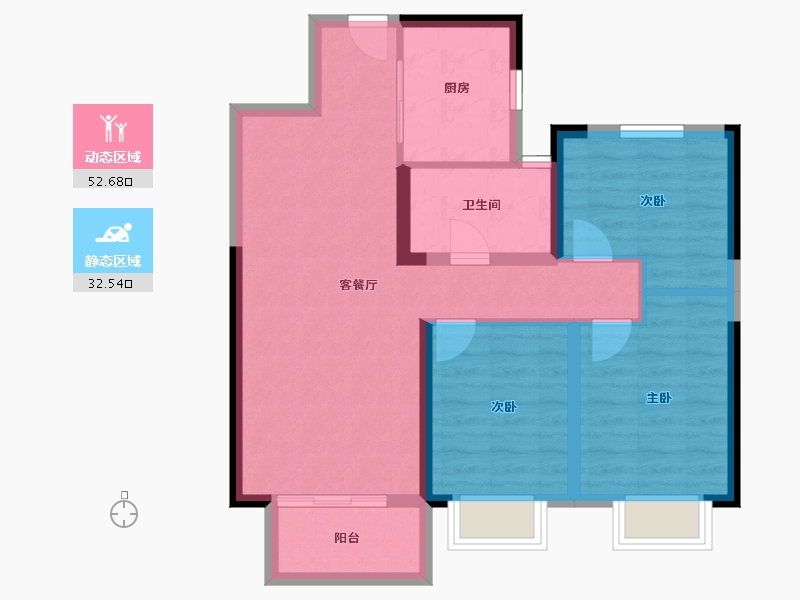 湖南省-长沙市-长沙融创城-76.00-户型库-动静分区