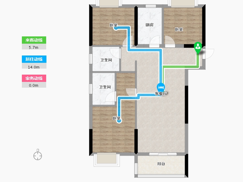 湖北省-武汉市-帝大御璟城-90.40-户型库-动静线