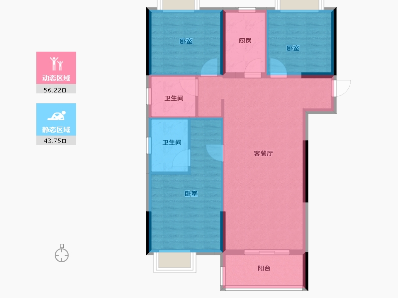 湖北省-武汉市-帝大御璟城-90.40-户型库-动静分区