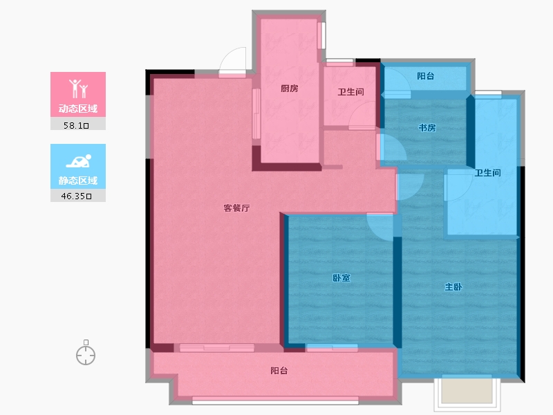 湖南省-长沙市-澳海云天赋-92.90-户型库-动静分区