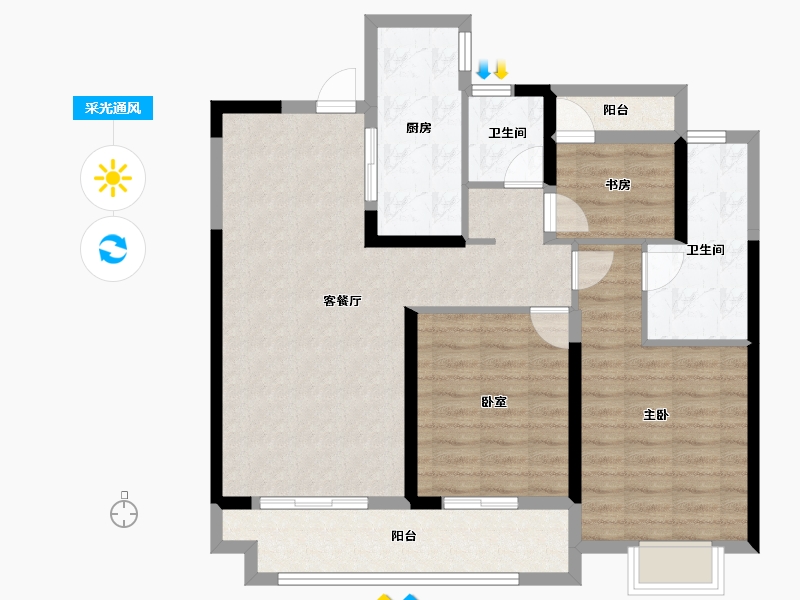 湖南省-长沙市-澳海云天赋-92.90-户型库-采光通风