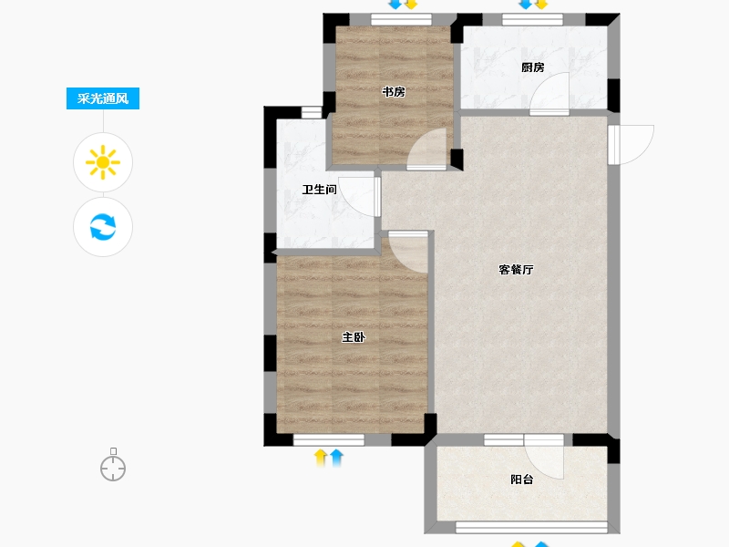 湖北省-武汉市-汉津阳光城-57.59-户型库-采光通风