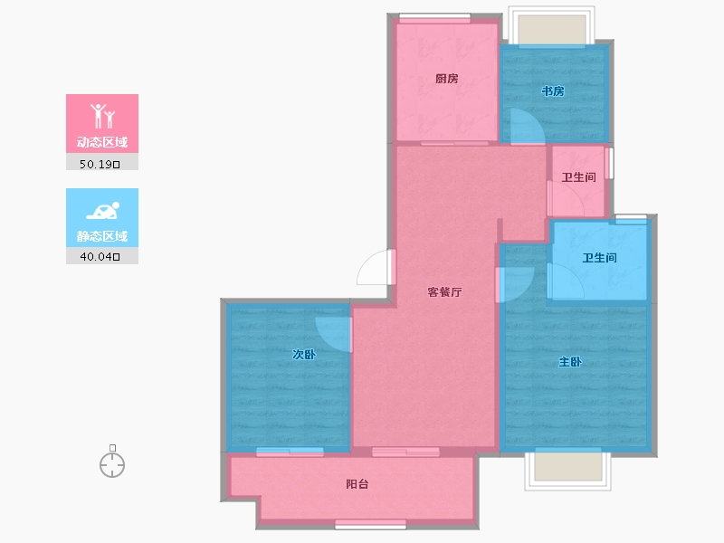 江苏省-苏州市-星辰四季-81.60-户型库-动静分区