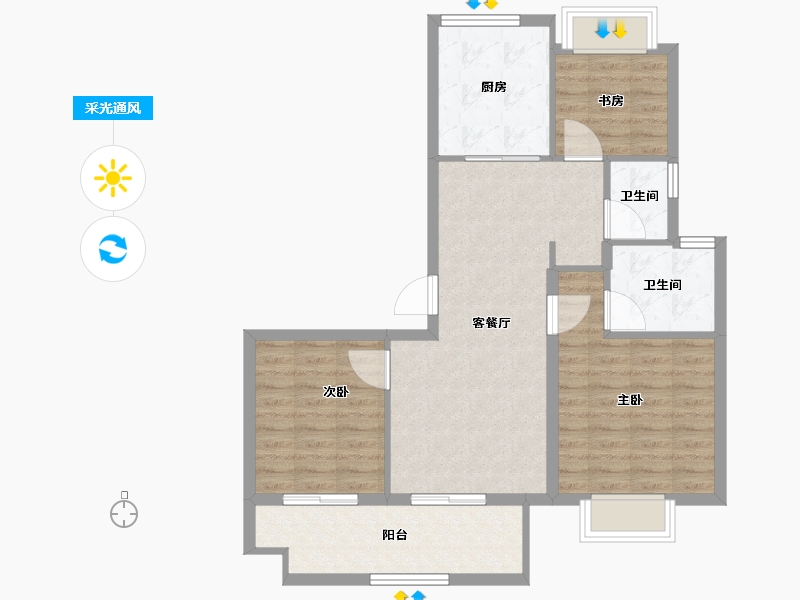 江苏省-苏州市-星辰四季-81.60-户型库-采光通风