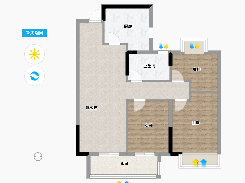 湖北省-武汉市-帝大御璟城-79.20-户型库-采光通风