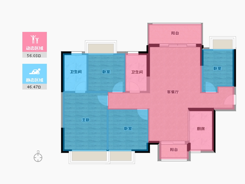 广东省-东莞市-天健·阅江来-92.76-户型库-动静分区