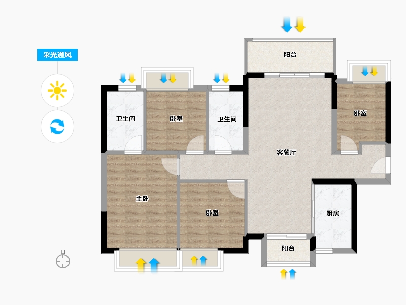 广东省-东莞市-天健·阅江来-92.76-户型库-采光通风