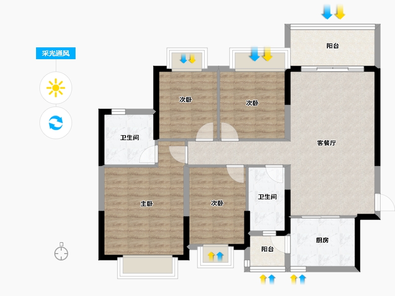 广东省-东莞市-东莞恒大悦龙台-98.96-户型库-采光通风