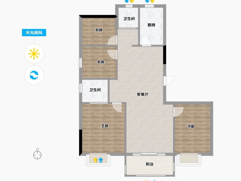 浙江省-宁波市-山海珑湾-100.00-户型库-采光通风