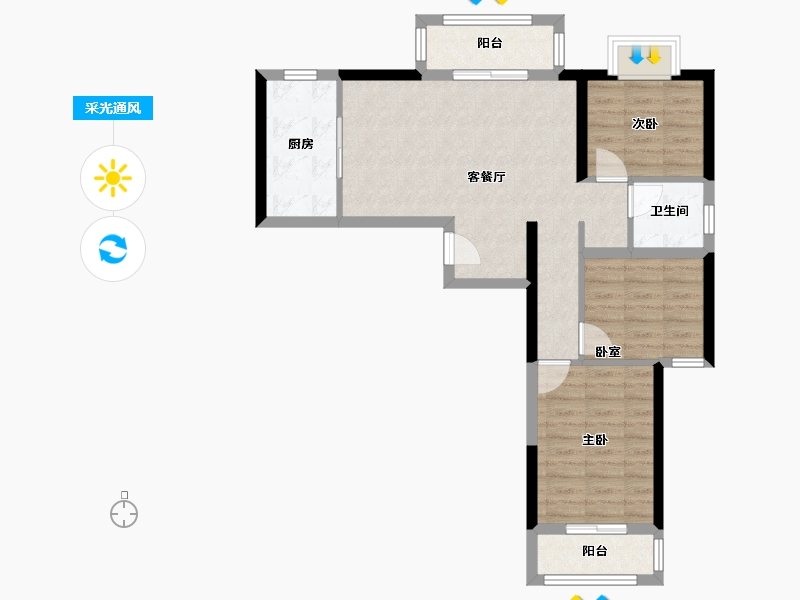 湖北省-武汉市-美联城观-70.03-户型库-采光通风