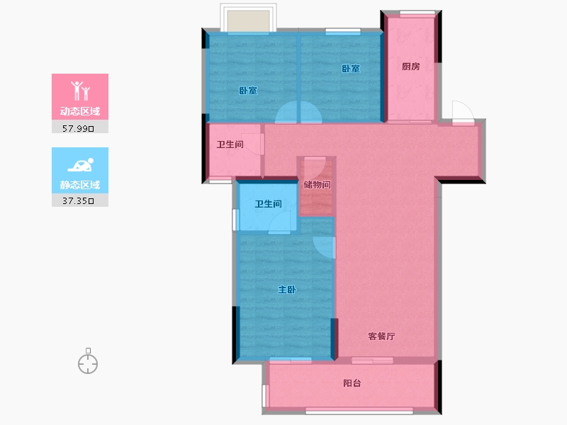 湖北省-武汉市-帝大御璟城-85.78-户型库-动静分区