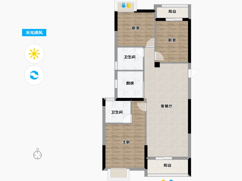 湖北省-武汉市-帝大御璟城-88.00-户型库-采光通风