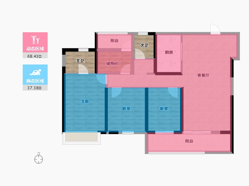 湖南省-长沙市-澳海云天赋-101.61-户型库-动静分区