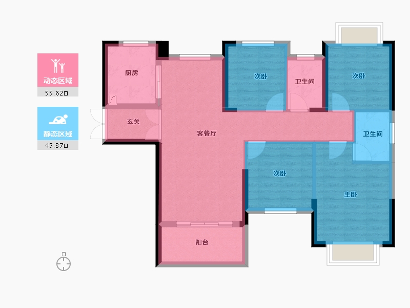 湖南省-长沙市-和苑天辰-90.52-户型库-动静分区