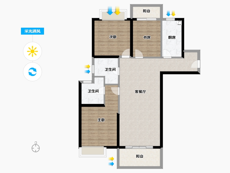 湖北省-武汉市-恒韵府-108.72-户型库-采光通风