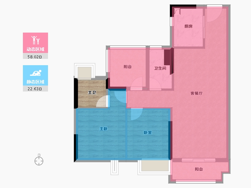 广东省-佛山市-花曼沁园-75.30-户型库-动静分区