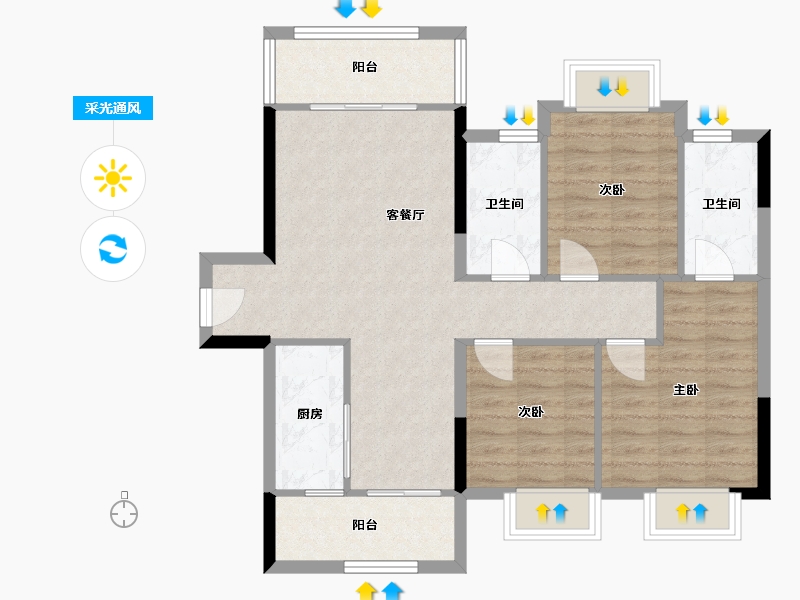 广西壮族自治区-柳州市-联发山水间-92.88-户型库-采光通风