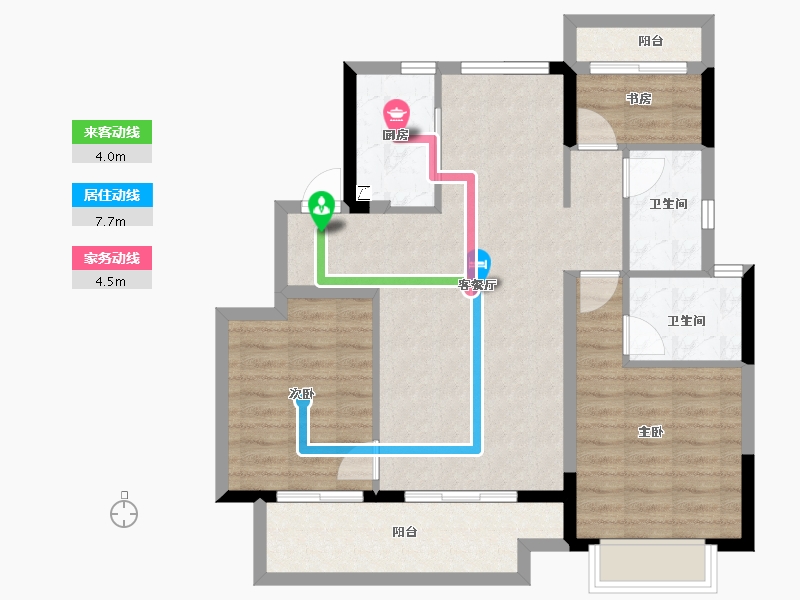 浙江省-宁波市-祥源漫城-83.98-户型库-动静线