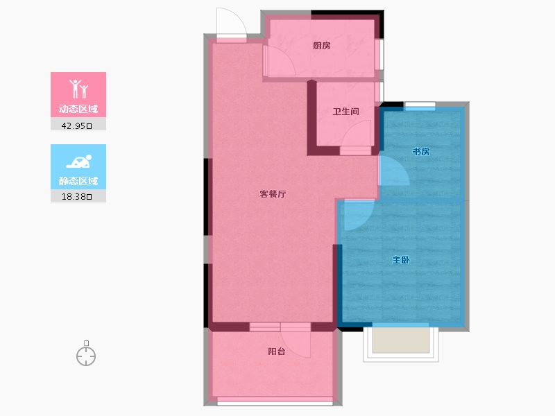 湖北省-武汉市-汉津阳光城-54.40-户型库-动静分区