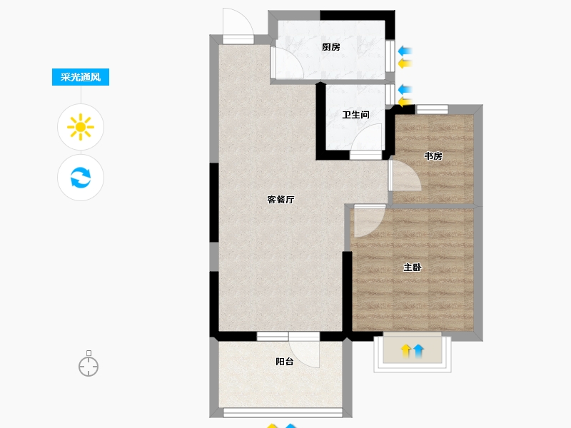 湖北省-武汉市-汉津阳光城-54.40-户型库-采光通风