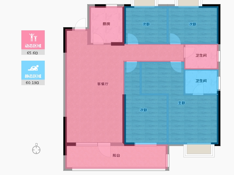 湖北省-武汉市-汉津阳光城-113.59-户型库-动静分区