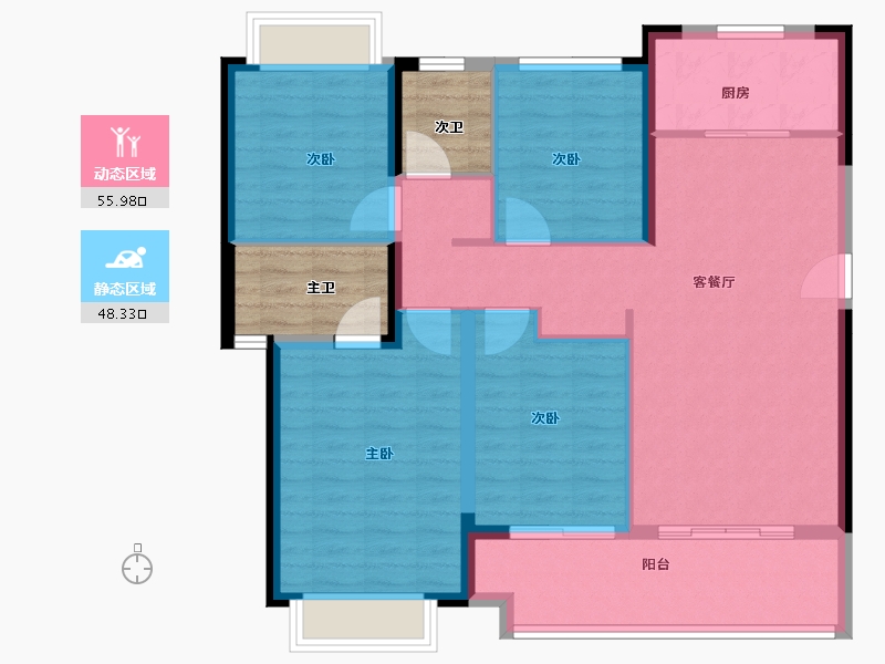 湖南省-长沙市-龙湖·翠湖壹号-102.40-户型库-动静分区