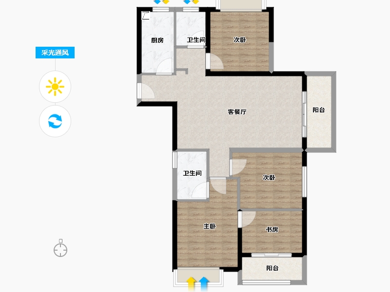 湖北省-武汉市-恒韵府-106.19-户型库-采光通风