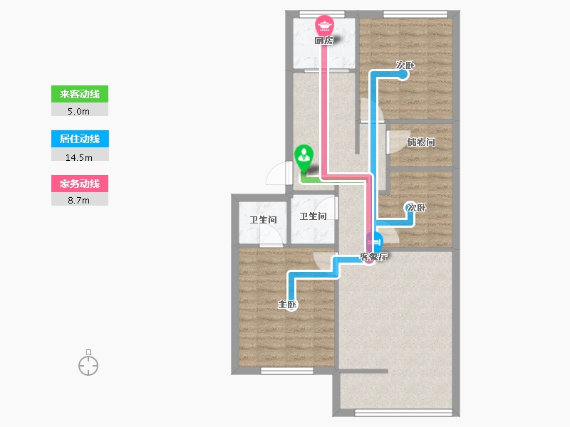 浙江省-金华市-稠江小区-107.00-户型库-动静线