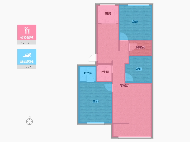 浙江省-金华市-稠江小区-107.00-户型库-动静分区