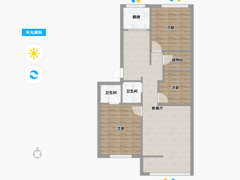 浙江省-金华市-稠江小区-107.00-户型库-采光通风