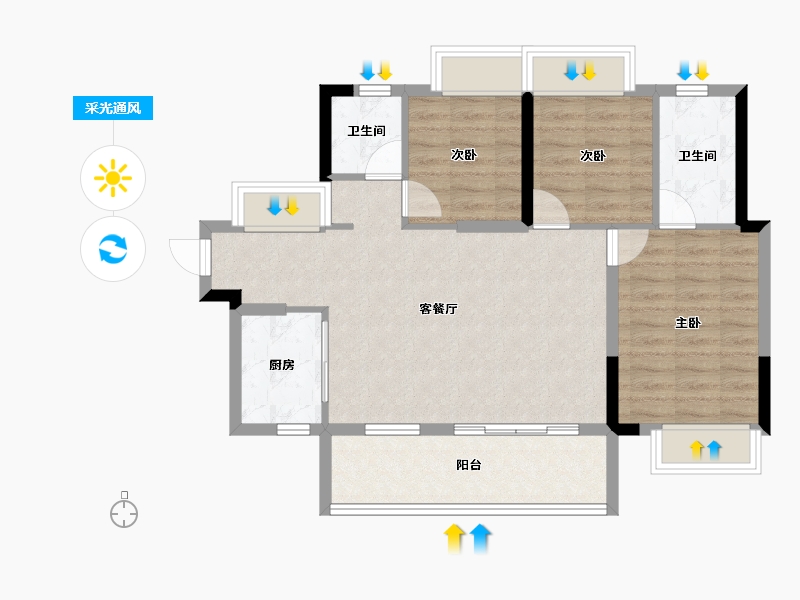 广东省-东莞市-时代天韵-78.76-户型库-采光通风